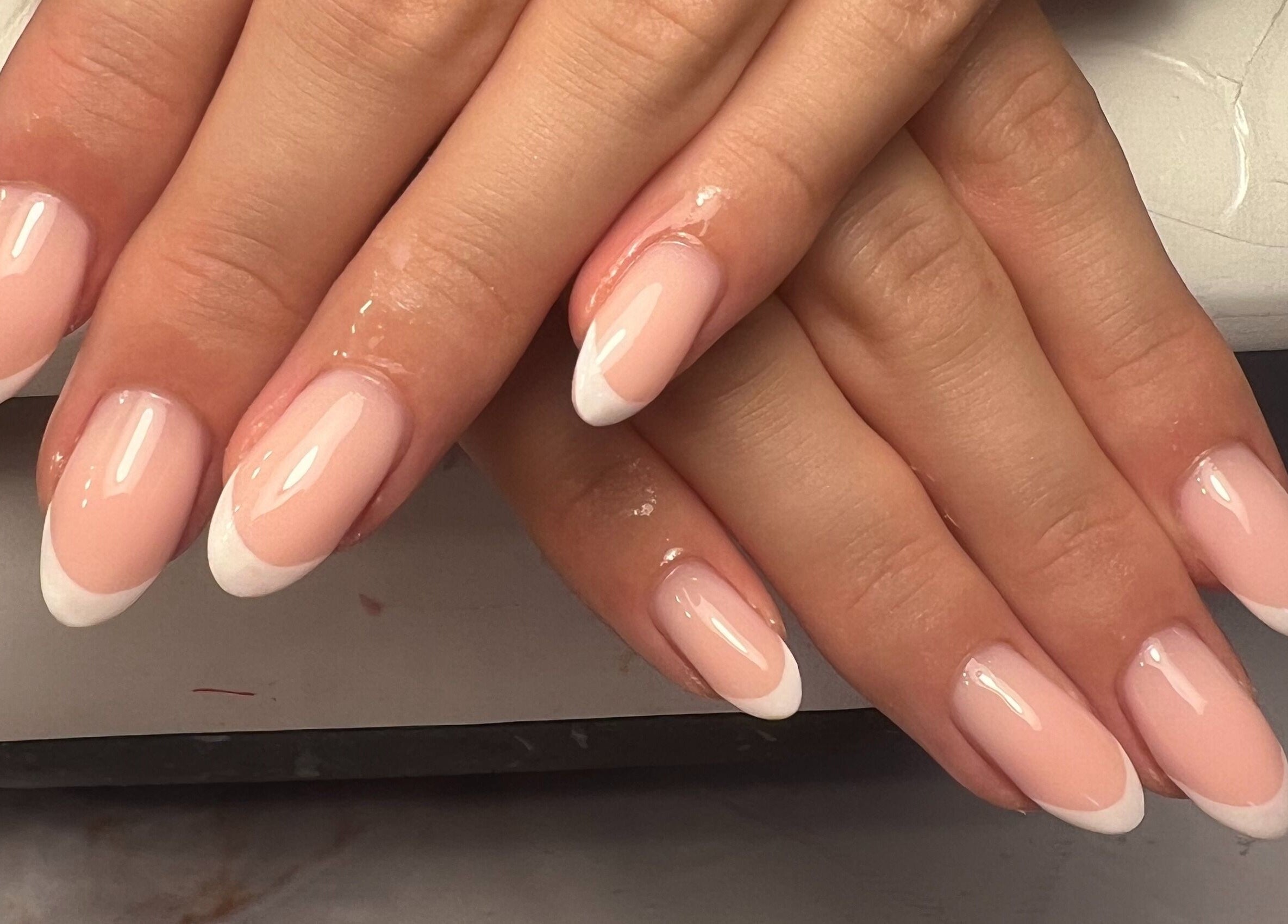 French manicure nails at Get Glam By Alix Bulloch, Edinburgh, Scotland, GB. Perfectly polished and chic.
