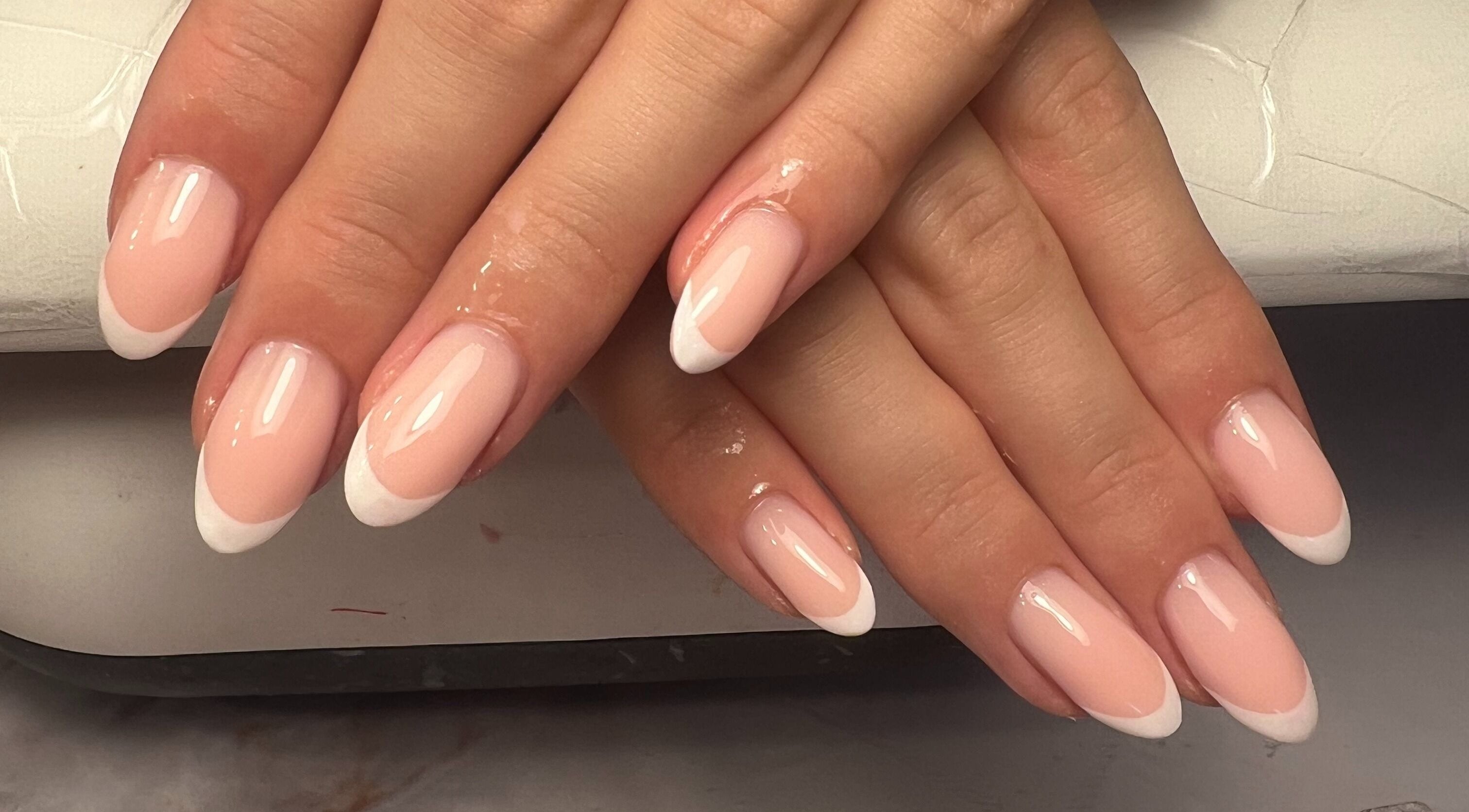 French manicure nails at Get Glam By Alix Bulloch, Edinburgh, Scotland, GB. Perfectly polished and chic.
