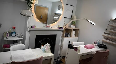 Modern nail care stations at Cussans Nails & Beauty, Chichester, England, GB, showcasing a chic and serene atmosphere.