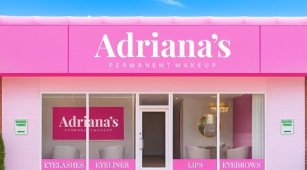 Front view of Adriana's Permanent Makeup in Wilmington, Massachusetts, US featuring vibrant pink signage.