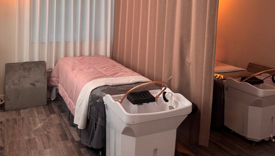 Relaxing treatment room at Browpick Beauty Bar & Spa, Port Moody, British Columbia, CA with soft lighting.
