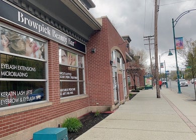 Front of Browpick Beauty Bar & Spa in Port Moody, British Columbia, CA, showcasing services like microblading and lash lifts.