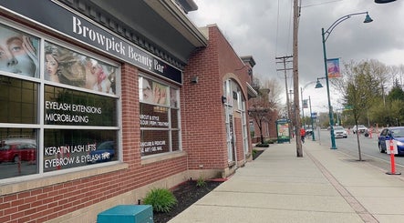 Front of Browpick Beauty Bar & Spa in Port Moody, British Columbia, CA, showcasing services like microblading and lash lifts.
