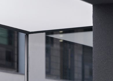 Sleek glass architecture detail at LEKKER Gangnam, seoul, seoul, KR, reflecting contemporary design.