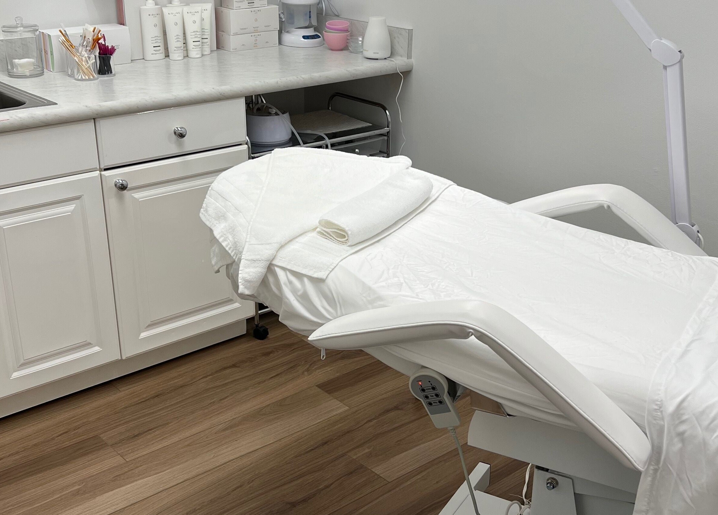 Modern treatment room at Caroline Krutzsch - Waxing & Brow Studio, Bonita Springs, Florida, US.