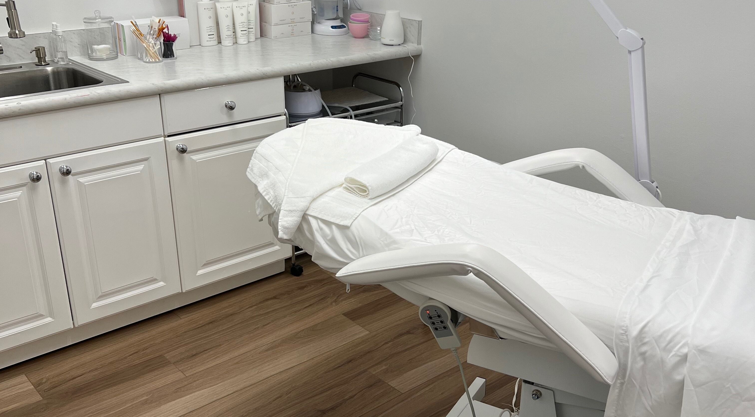 Modern treatment room at Caroline Krutzsch - Waxing & Brow Studio, Bonita Springs, Florida, US.