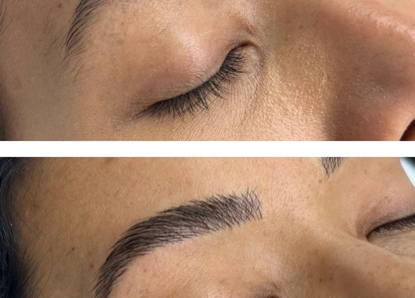 Before and after brow styling at Caroline Krutzsch - Waxing & Brow Studio in Bonita Springs, Florida, US.