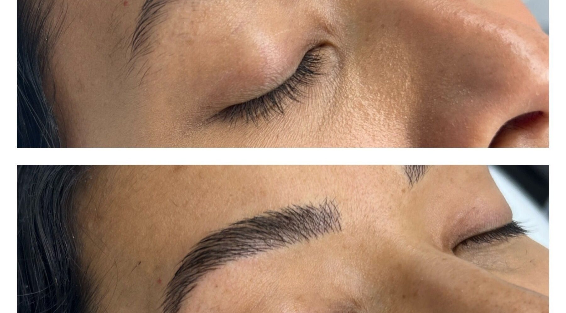 Before and after brow styling at Caroline Krutzsch - Waxing & Brow Studio in Bonita Springs, Florida, US.