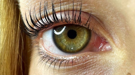 Close-up of enhanced eyelashes at Clarico Beautique, Stotfold, England, GB, showcasing beauty artistry.