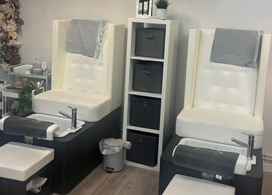 Elegant pedicure chairs at The Beauty Stop, Mansfield, England, GB, showcasing luxury and comfort.