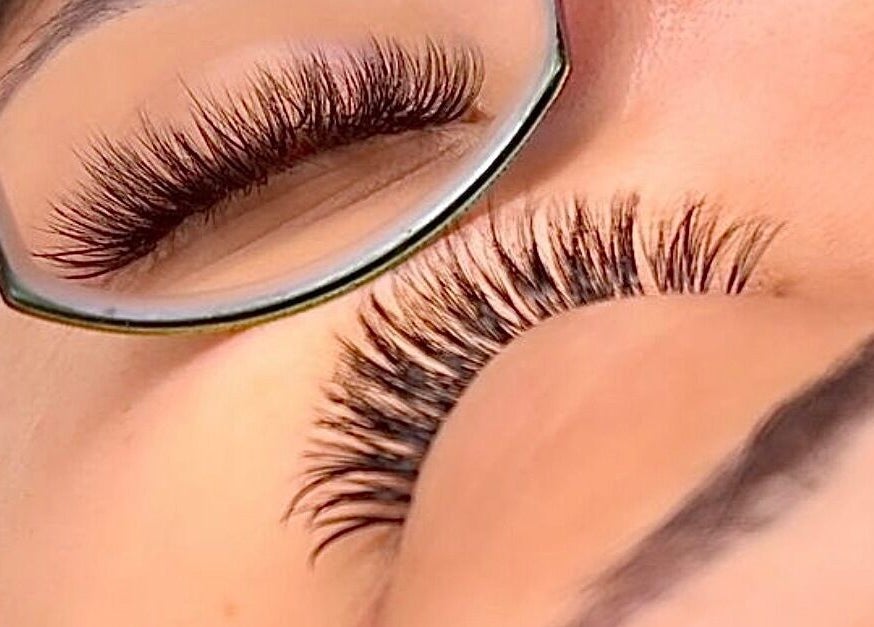 Close-up of expertly styled lashes at Cypress Lash Studio, Cypress, Texas, US highlighting detailed extensions.