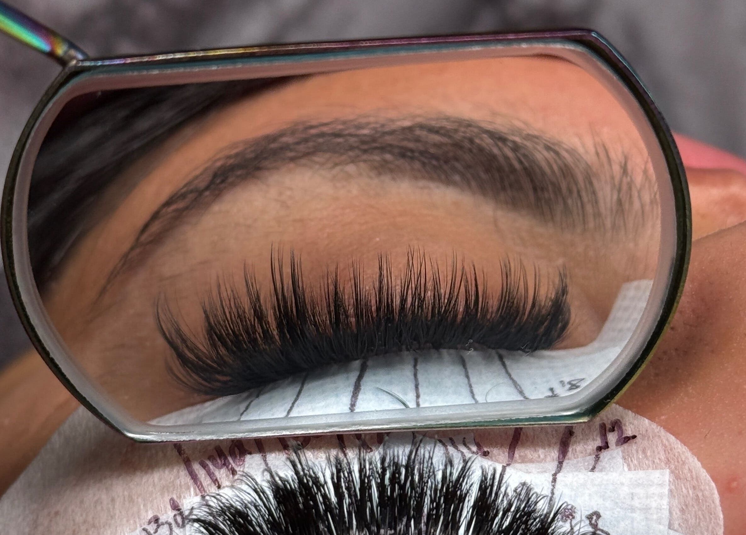 Close-up of elegant eyelash extensions at Cypress Lash Studio, Cypress, Texas, US.