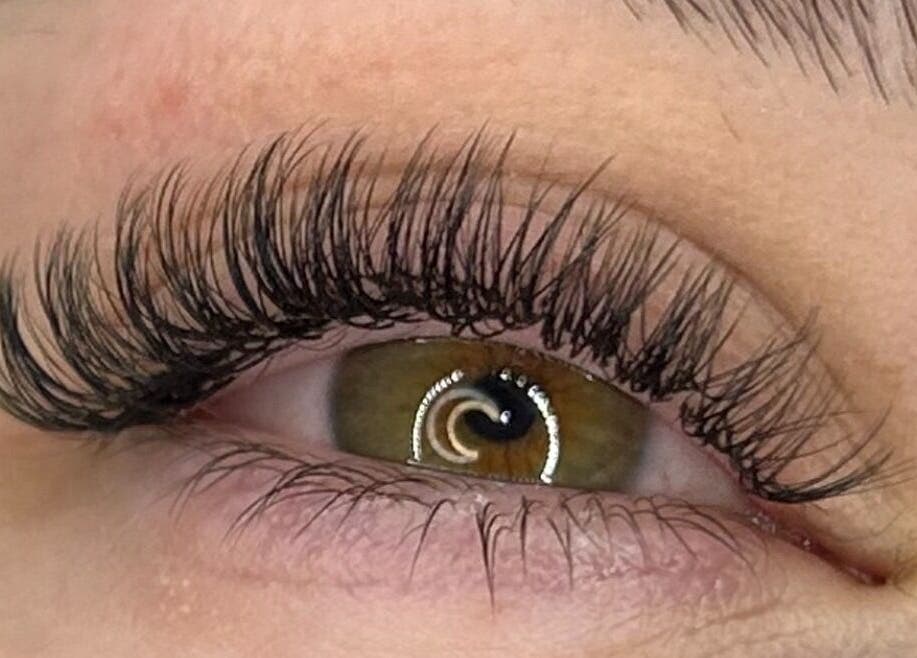 Close-up of styled eyelashes at Lashes By Becky, Caernarfon, Wales, GB.