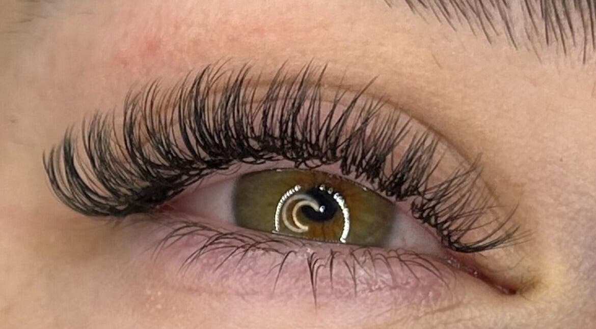 Close-up of styled eyelashes at Lashes By Becky, Caernarfon, Wales, GB.