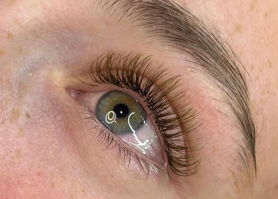Close-up of elegant eyelash extensions at Lashes By Becky in Caernarfon, Wales, GB.