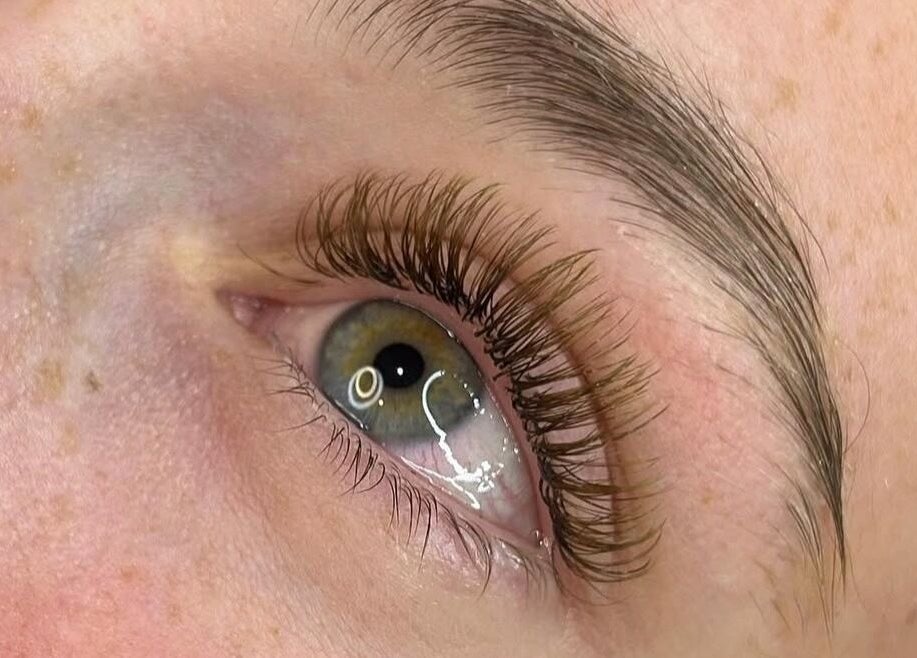 Close-up of elegant eyelash extensions at Lashes By Becky in Caernarfon, Wales, GB.