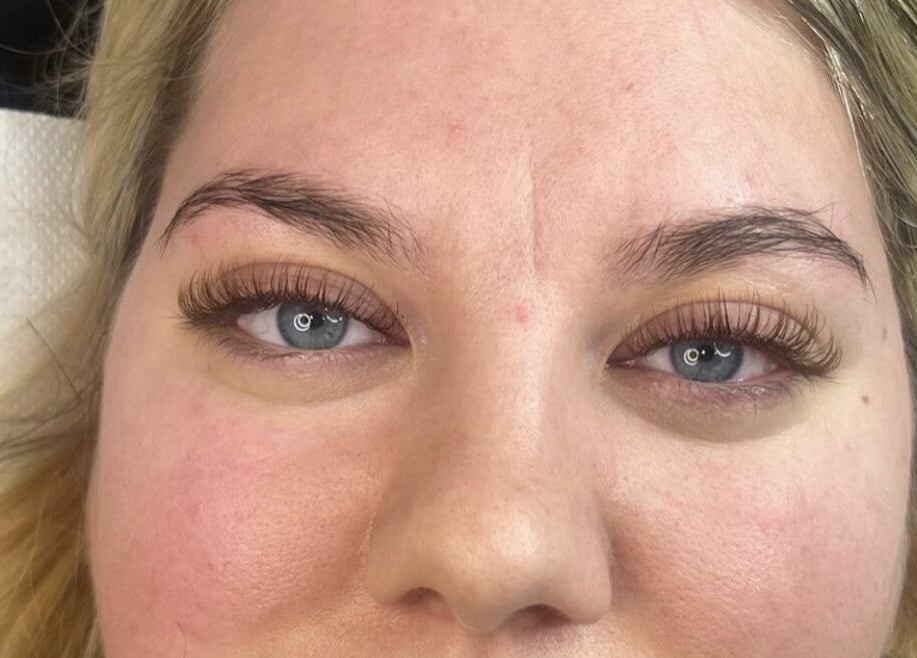 Close-up of elegant eyelash extensions at Lashes By Becky, Caernarfon, Wales, GB.