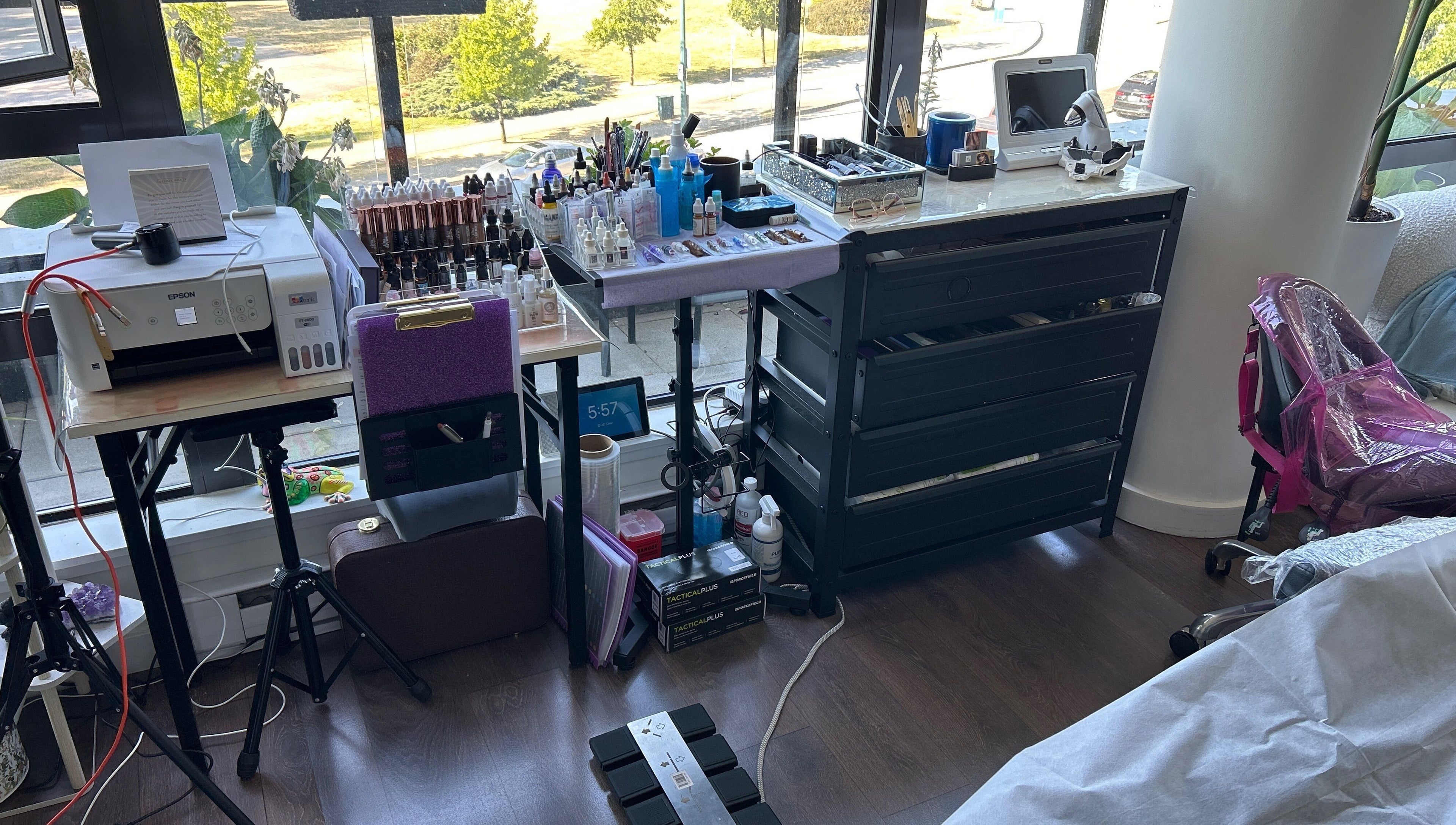 Europmu beauty studio setup in Port Moody, British Columbia, CA featuring equipment and supplies.