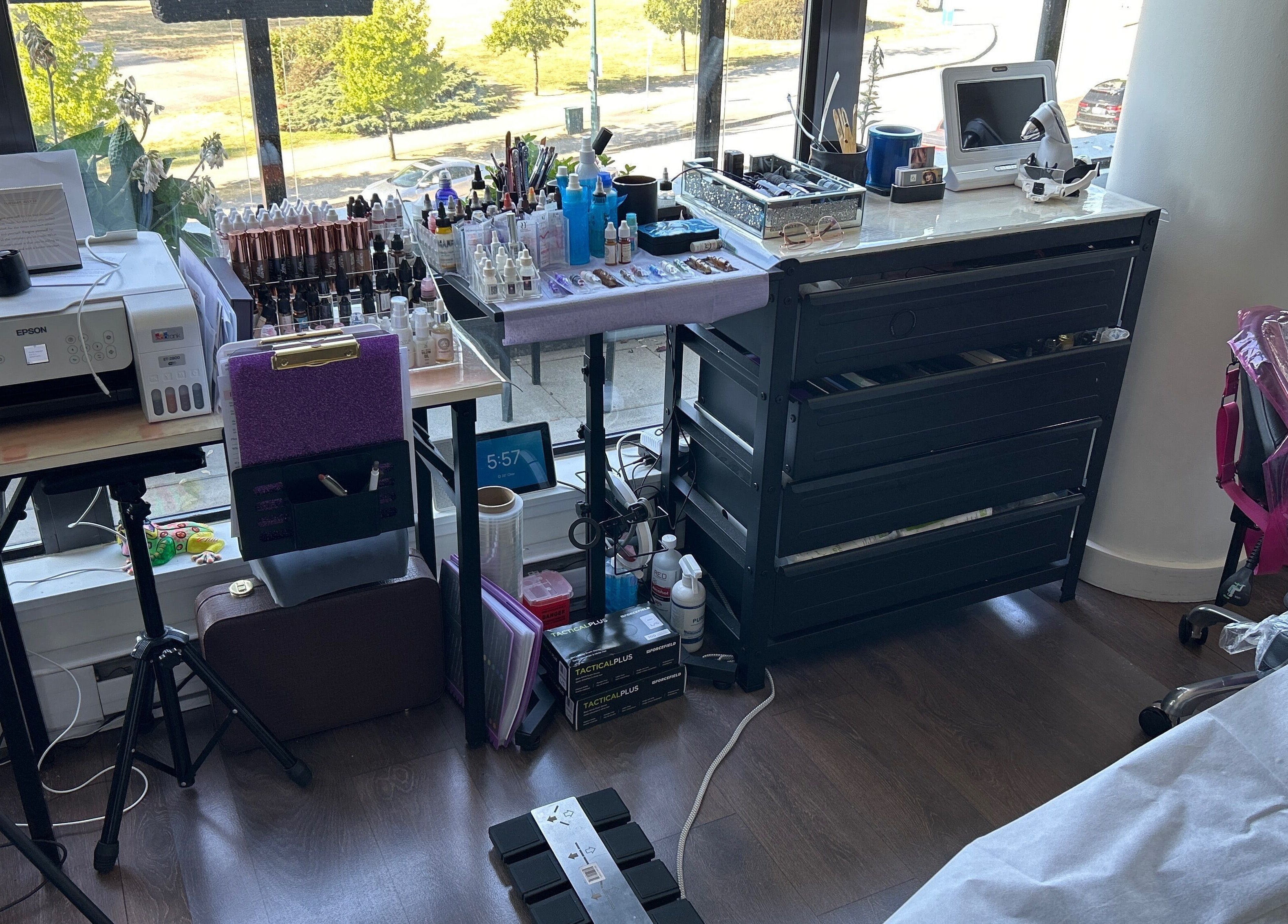 Europmu beauty studio setup in Port Moody, British Columbia, CA featuring equipment and supplies.