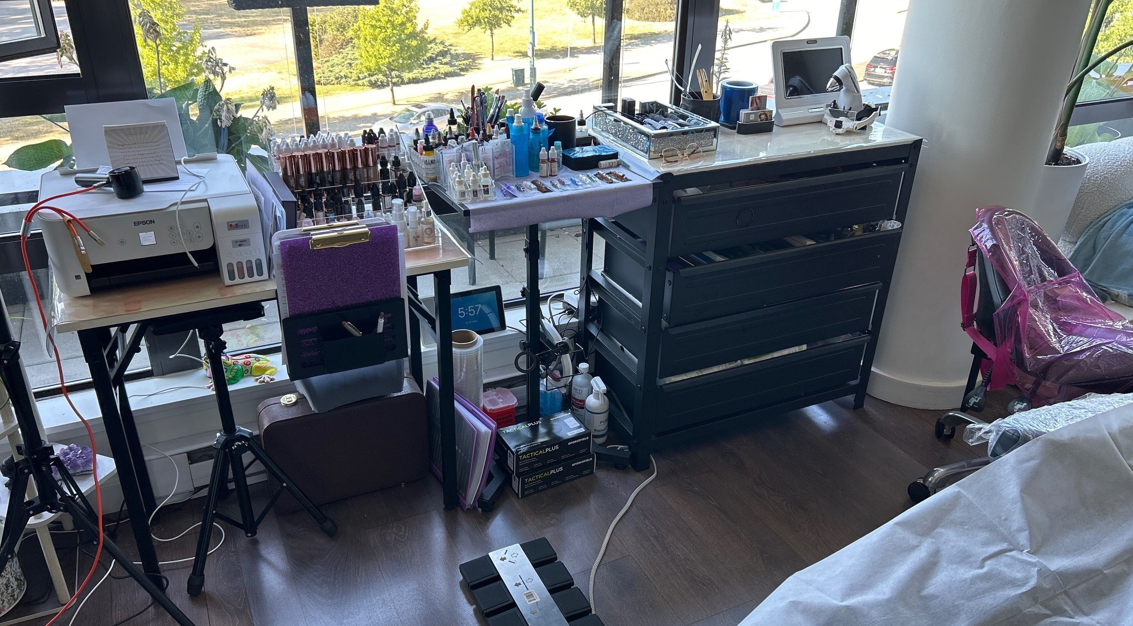 Europmu beauty studio setup in Port Moody, British Columbia, CA featuring equipment and supplies.