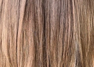 Lustrous blonde hair straightened at J Fernandez Hair, Melbourne, Victoria, AU.