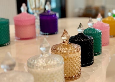 Elegant colorful jars at Beautified By Linda Med Spa & Aesthetic Shop, Lekki, Lagos, NG.