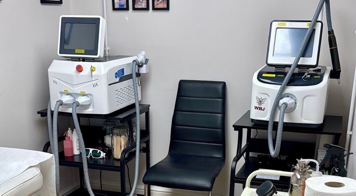 Laser treatment equipment at ER Laser Clinic & Piercing, Wisbech, England, GB, ready for use.