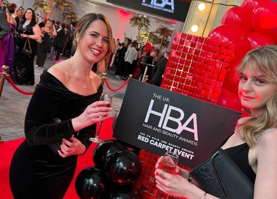 Guests celebrating at UK Hair and Beauty Awards at Oliver's Hair Studio Limited, Belper, England, GB.