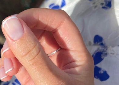 French manicure at Mimi-Jo Beauty in Scarborough, England, GB.