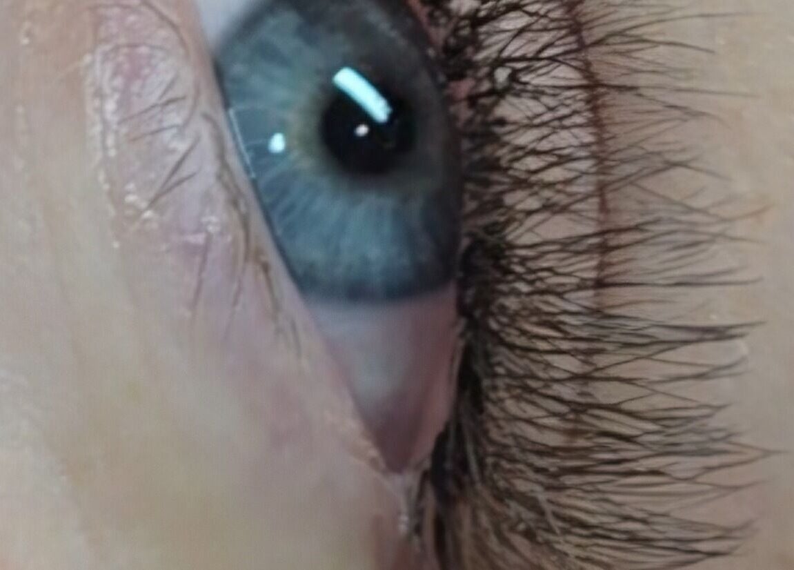 Close-up of eye highlighting lash extension at DS BEAUTY, Dundee, Scotland, GB.