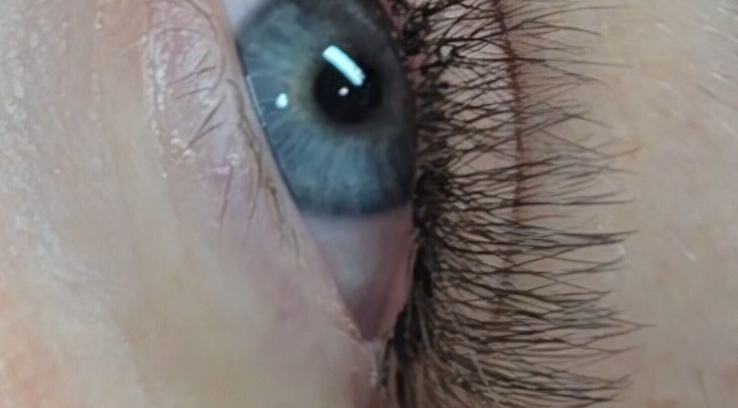 Close-up of eye highlighting lash extension at DS BEAUTY, Dundee, Scotland, GB.