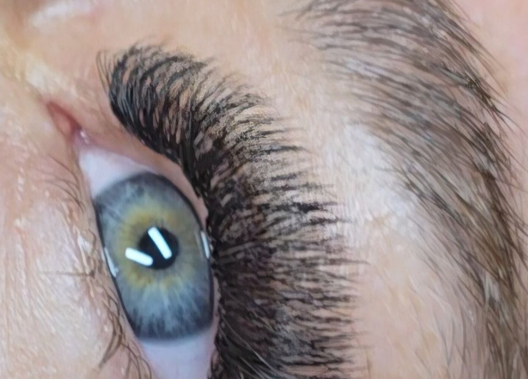 Close-up of eyelash extensions at DS BEAUTY, Dundee, Scotland, GB, highlighting precision work.