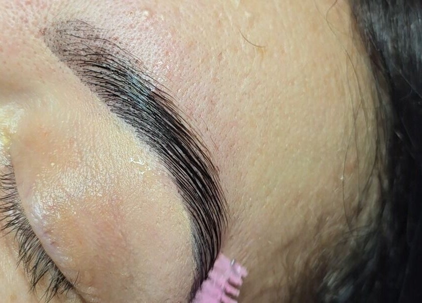 Beautifully groomed eyebrow with a brush at DS BEAUTY, Dundee, Scotland, GB.