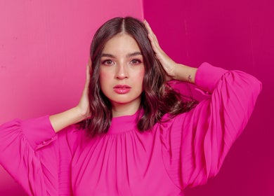 Woman in vibrant pink fashion at Tokyo Posh - Power Plant Mall, Rockwell Makati, Makati, Metro Manila, PH.