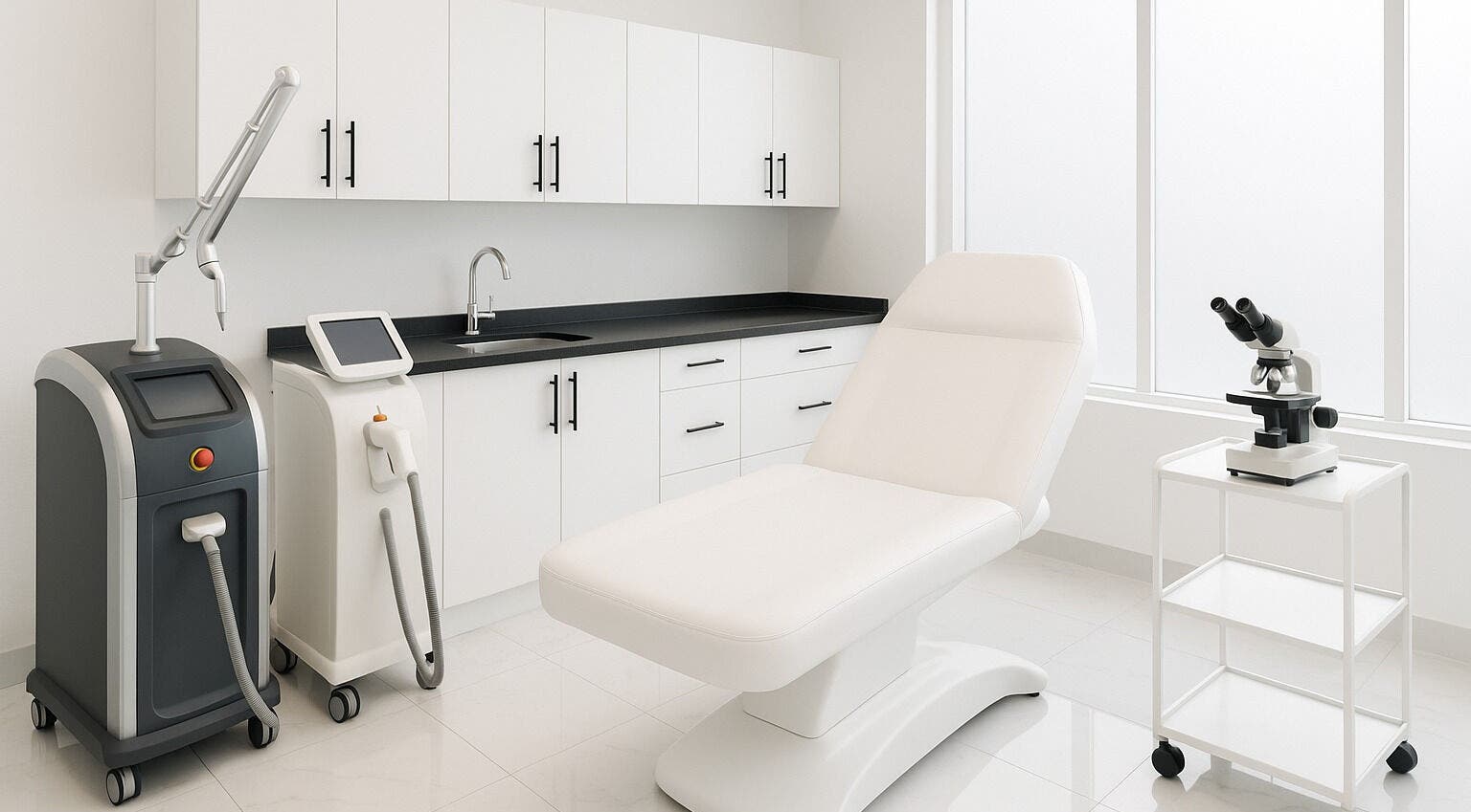 Modern treatment room at Maria Golden Symmetry, Ajax, Ontario, CA with state-of-the-art equipment.
