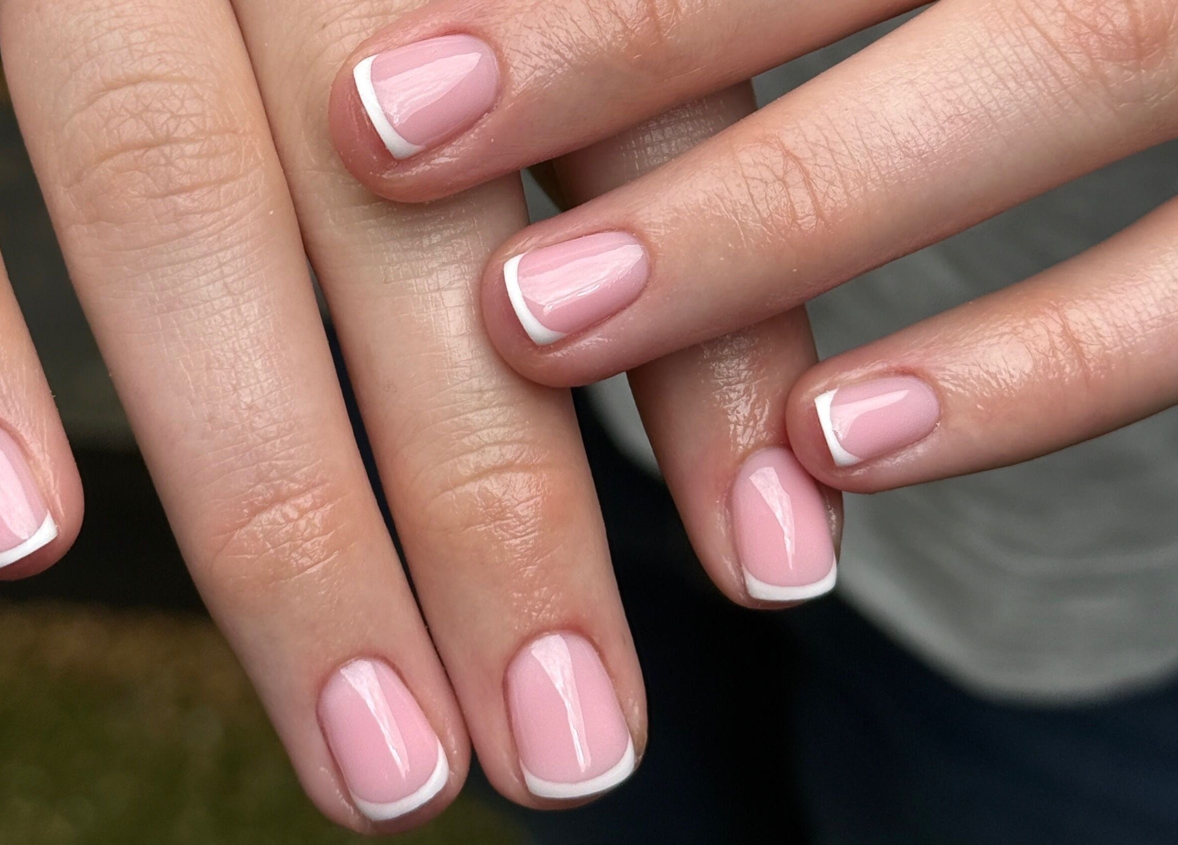 Perfect French manicure at STELLO Beauty Bar, West Dunbartonshire, Scotland, GB showcases expert nail art.