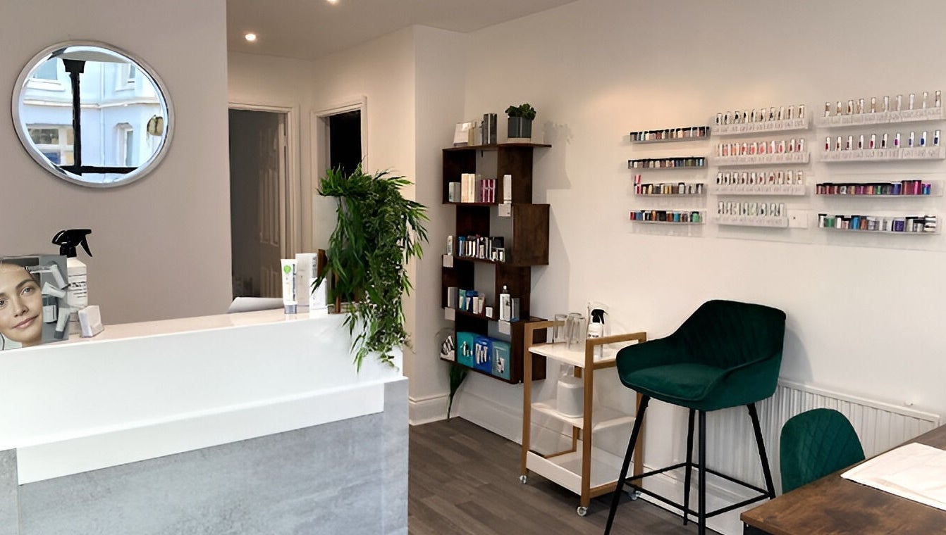 Reception area at The Lily Retreat Skin & Beauty Rooms in Peel, GB featuring a stylish, welcoming decor.