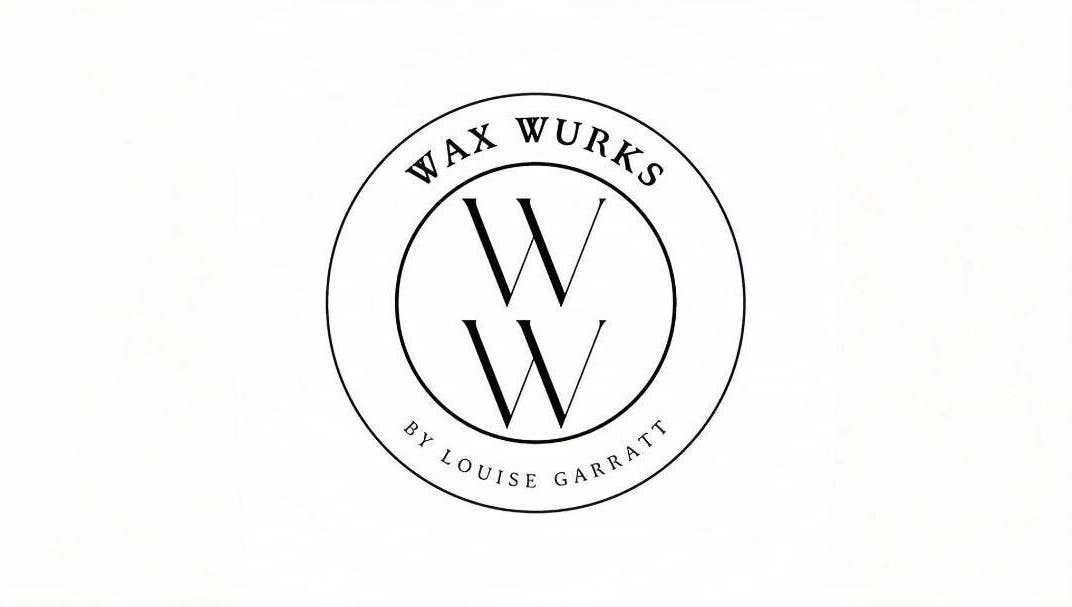 Logo of Wax Wurks, Paignton, England, GB with elegant black typography and circular design.