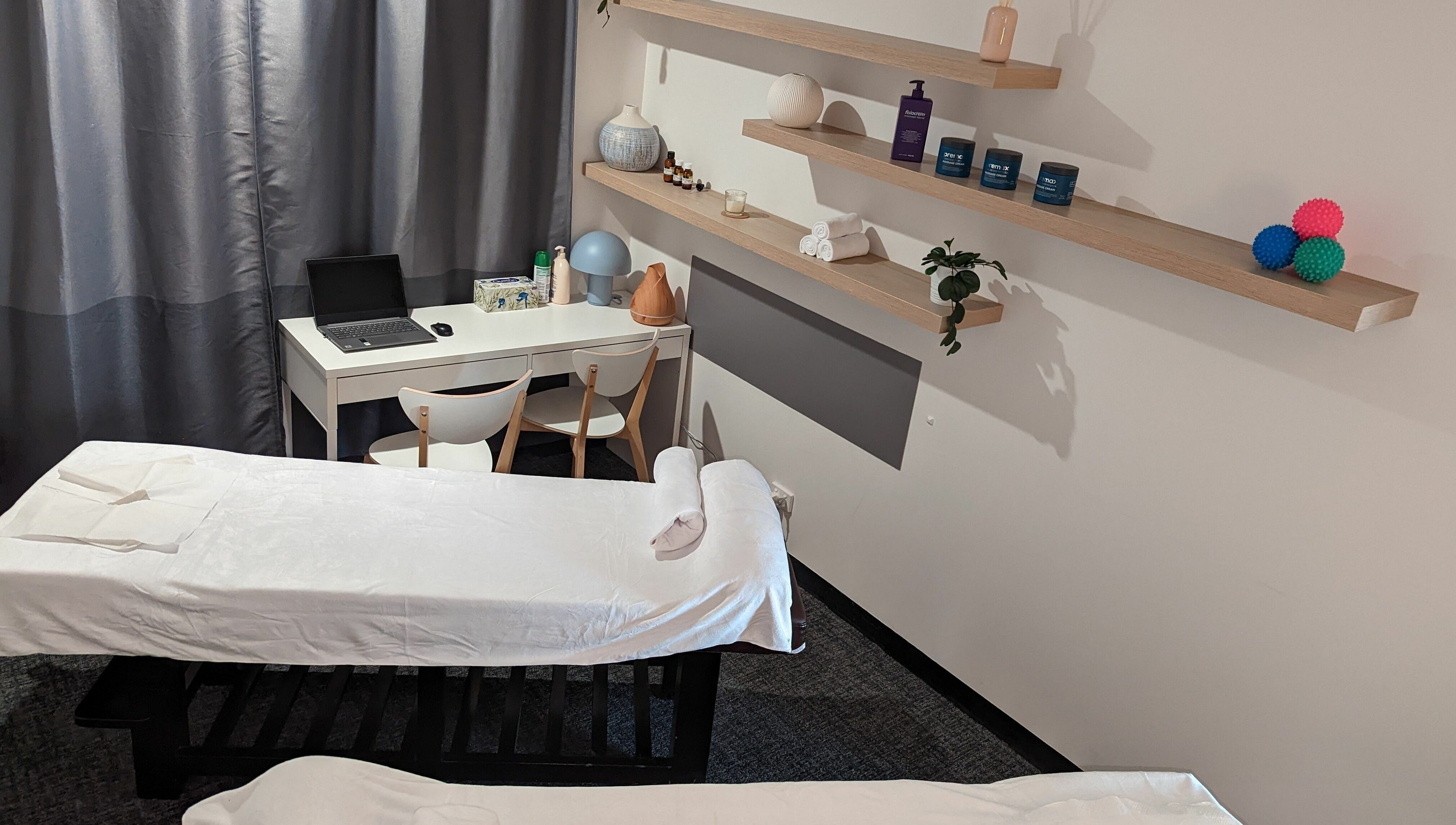 Peaceful massage room at Living Acupuncture & Remedial Massage Subiaco in Subiaco, Western Australia, AU.