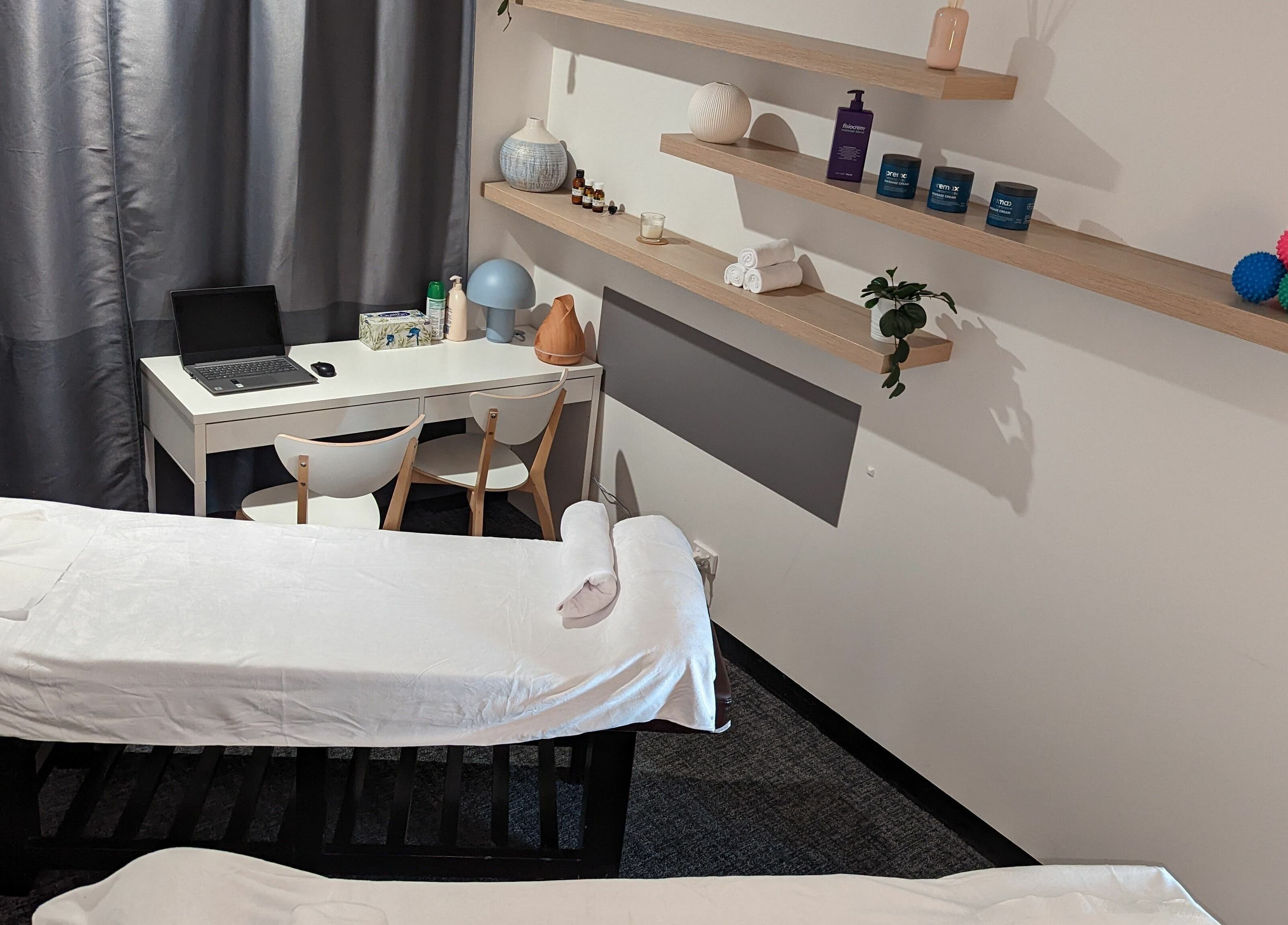 Peaceful massage room at Living Acupuncture & Remedial Massage Subiaco in Subiaco, Western Australia, AU.