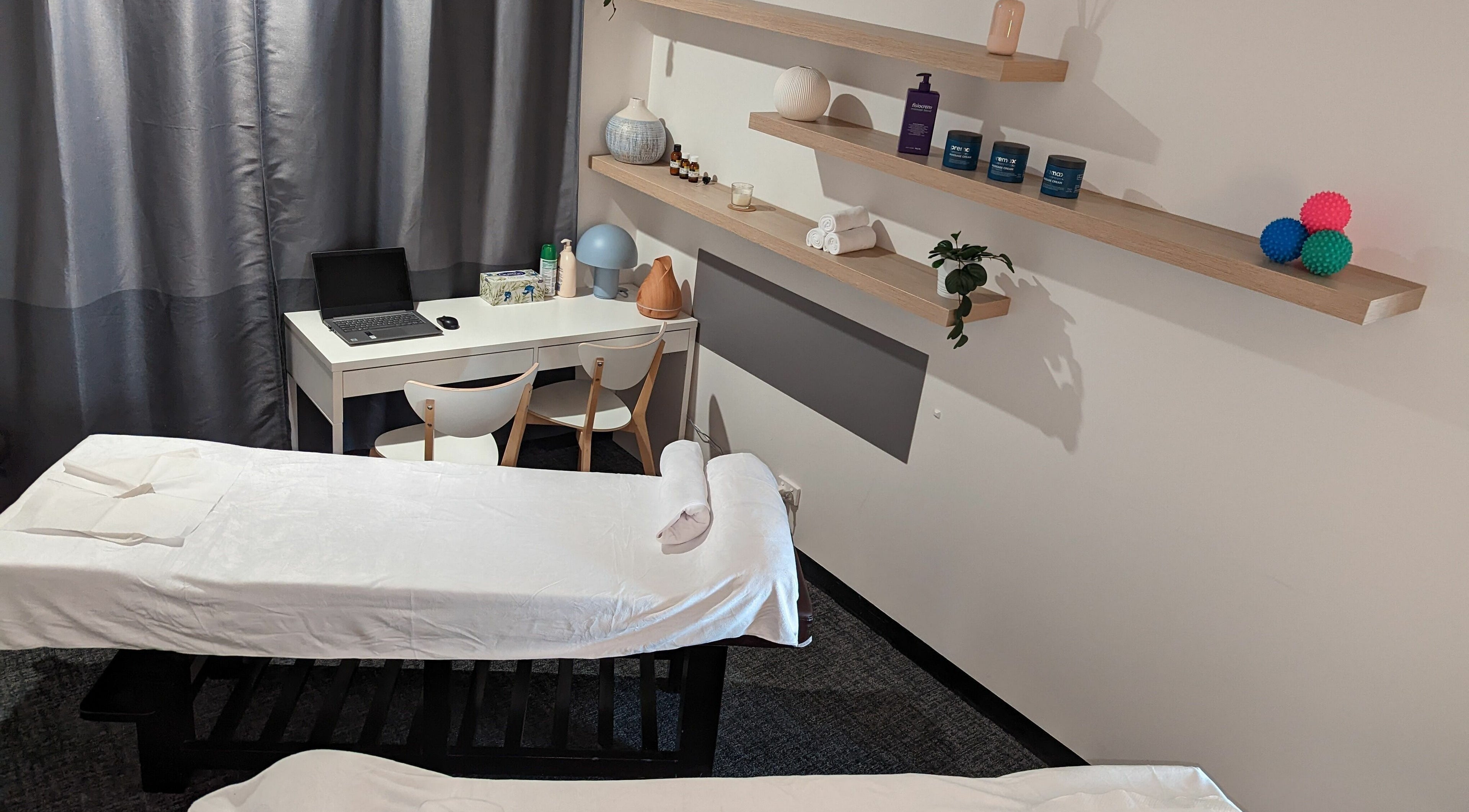 Peaceful massage room at Living Acupuncture & Remedial Massage Subiaco in Subiaco, Western Australia, AU.