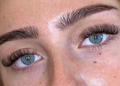 Close-up of eye with lush lashes from The Lash Link, Hazel Grove, England, GB.