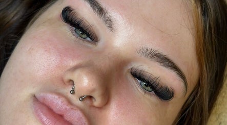 Close-up of elegant eyelash extensions at The Lash Link, Hazel Grove, England, GB.