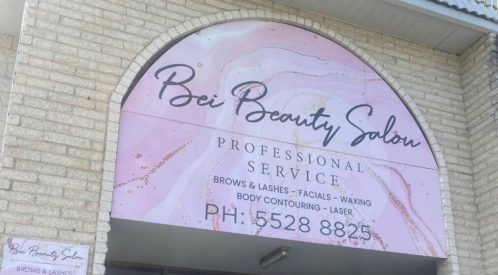 Front view of Bei Beauty Salon in Biggera Waters, Queensland, AU, showcasing its chic exterior signage.