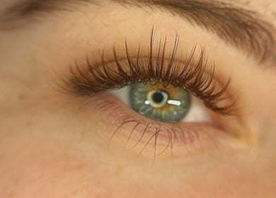 Close-up of styled lashes at Good Karma Studios, Lower Sackville, Nova Scotia, CA.