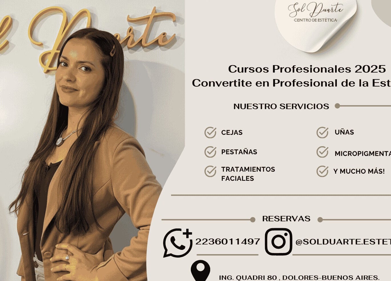 Profesional en Sol Duarte CENTRO DE ESTÉTICA en Dolores, Provincia De Buenos Aires, AR, ofreciendo servicios.