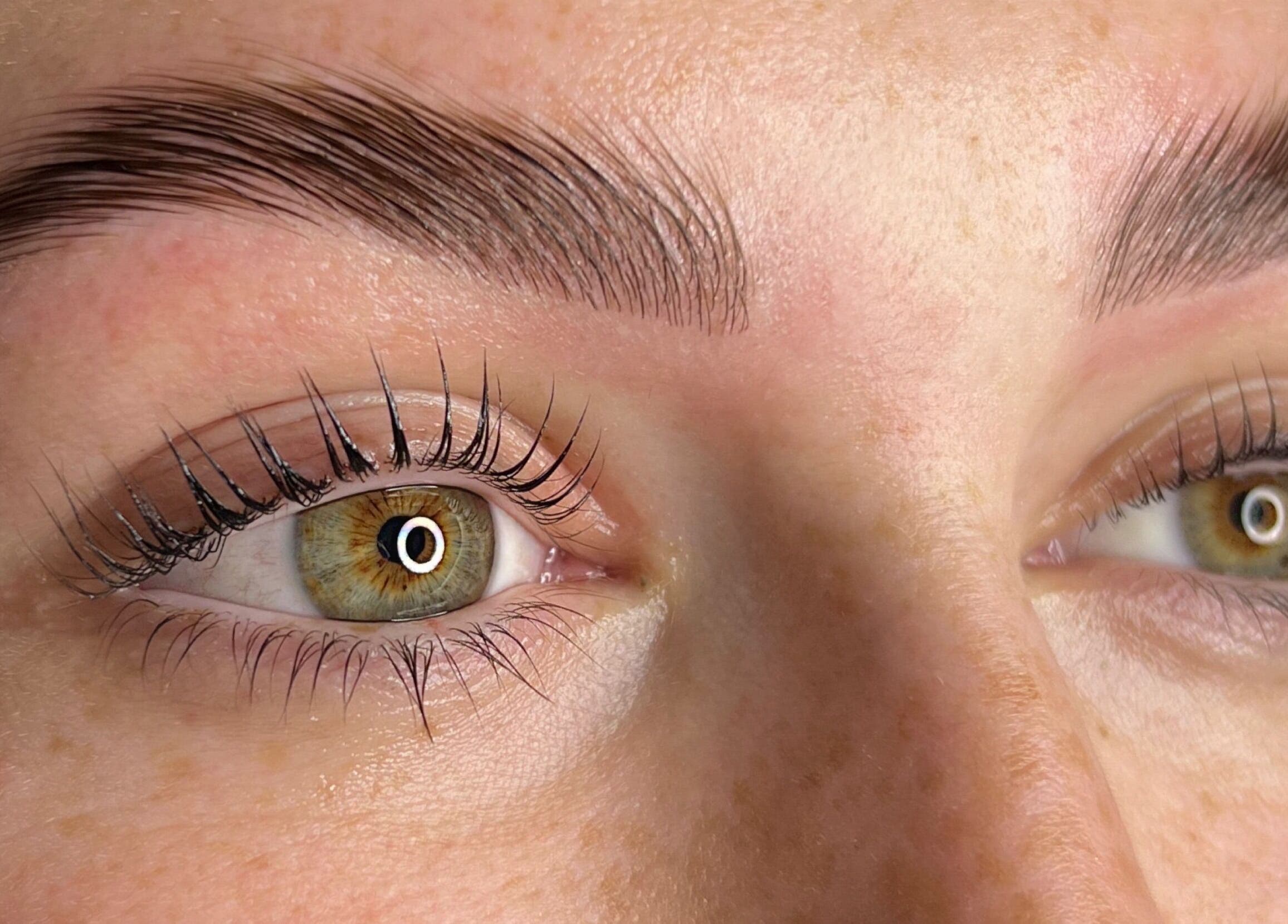 Close-up of expertly shaped brows at Bombshell Studio, Cape Town, Western Cape, ZA, showcasing beauty services.