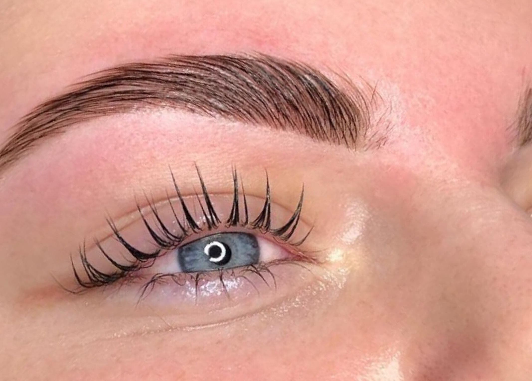 Close-up of styled eyebrows and lashes at Bombshell Studio, Cape Town, Western Cape, ZA.