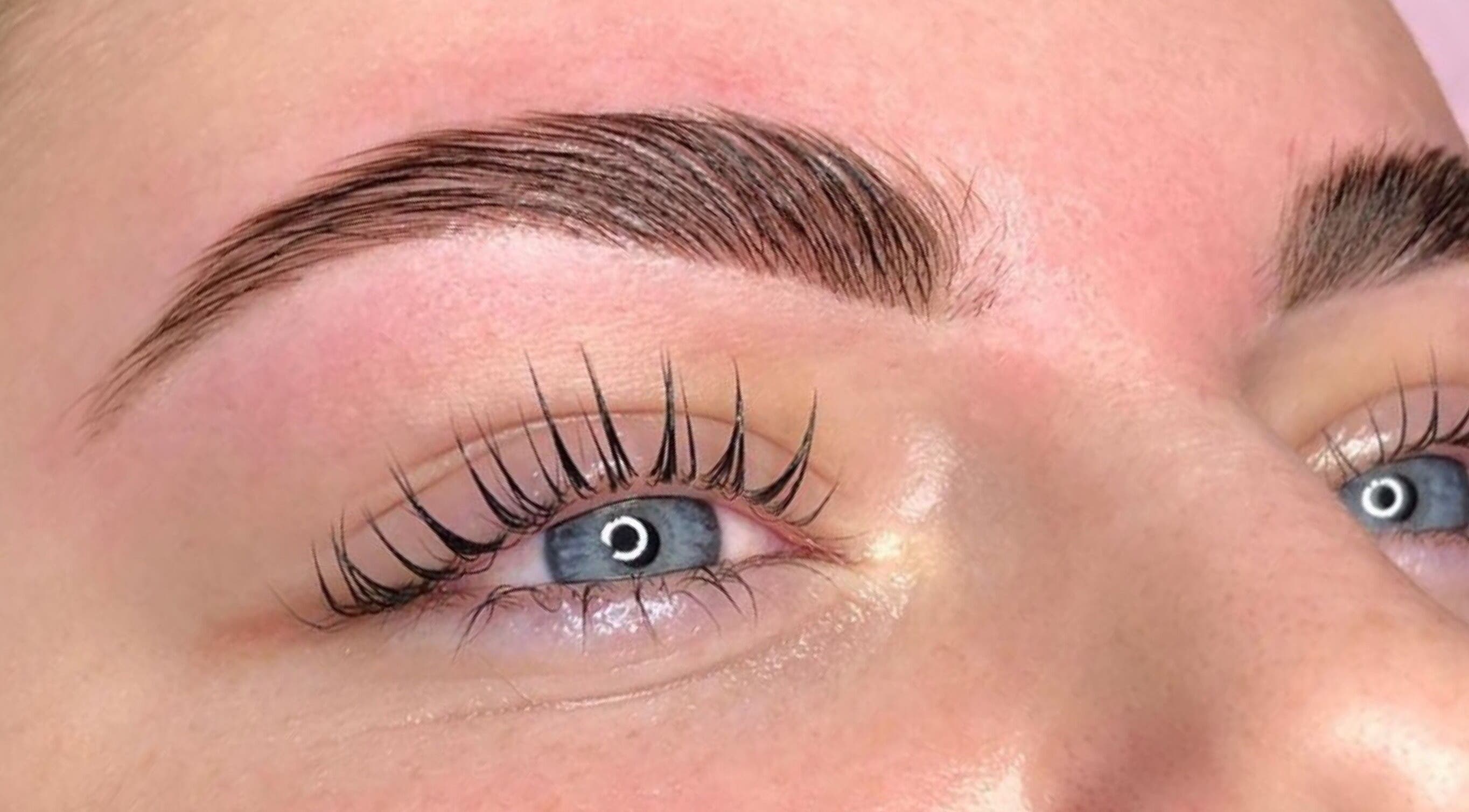 Close-up of styled eyebrows and lashes at Bombshell Studio, Cape Town, Western Cape, ZA.