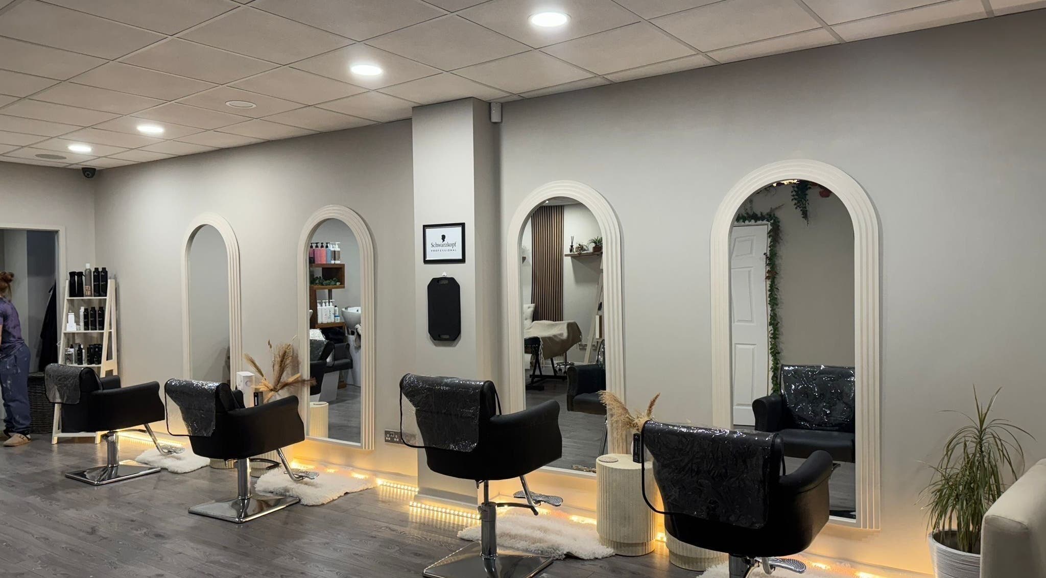 Elegant salon chairs and mirrors at House Of Serenity, Ferring, England, GB, offering a tranquil beauty experience.